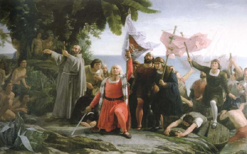 dioscoro teofilo de la puebla tolin the first landing of christopher columbus in america France oil painting art